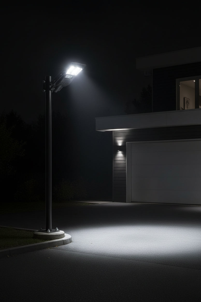 LED GATVĖS APŠVIETIMAS SU SAULĖS BATERIJA 100W 6000K