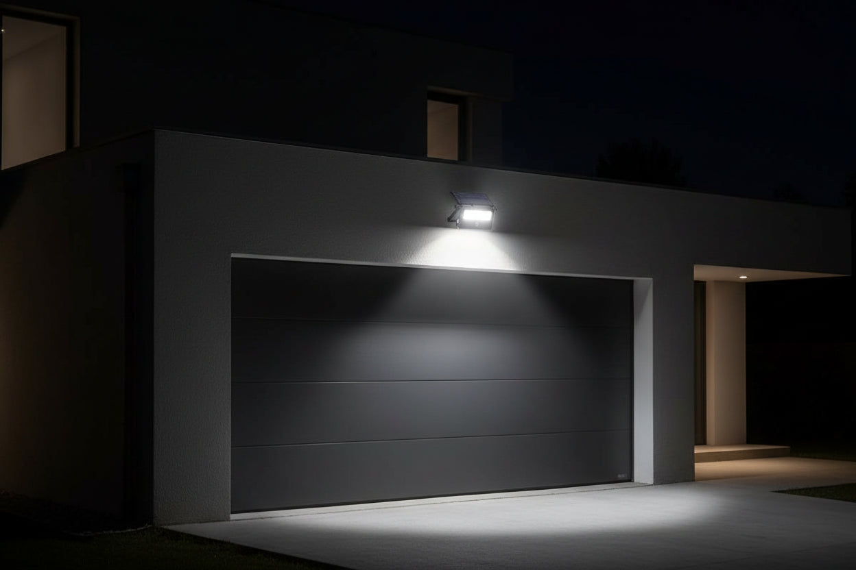 LED PROŽEKTORIUS SU SAULĖS BATERIJA POLOS IP65 10W 4500K PIR