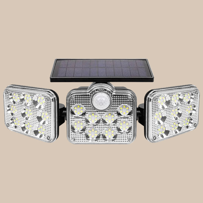 LED PROŽEKTORIUS su SAULĖS BATERIJA IP65 138 SMD PIR SU PULTU