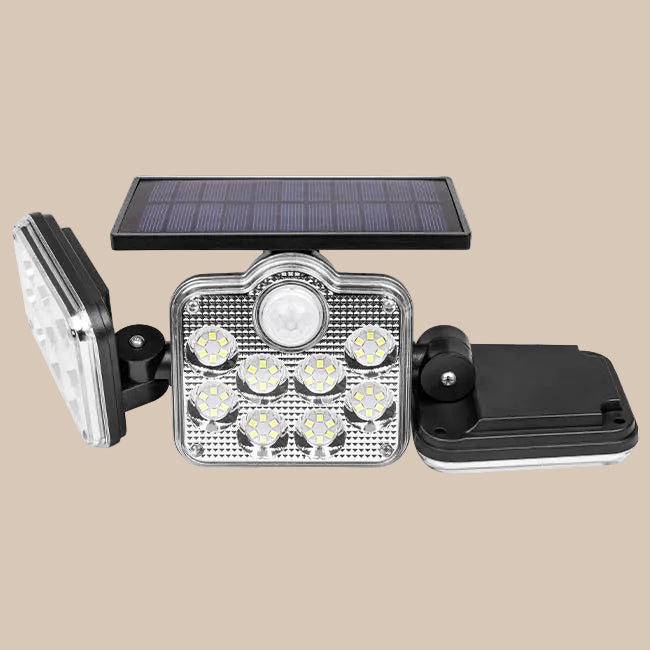 LED PROŽEKTORIUS su SAULĖS BATERIJA IP65 138 SMD PIR SU PULTU