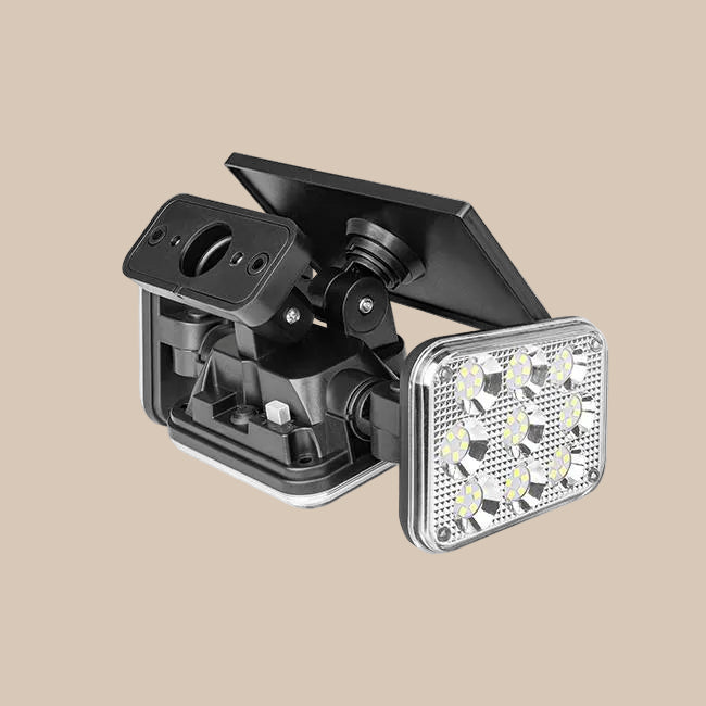 LED PROŽEKTORIUS su SAULĖS BATERIJA IP65 138 SMD PIR SU PULTU