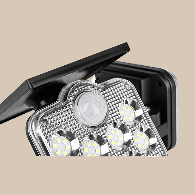 LED PROŽEKTORIUS su SAULĖS BATERIJA IP65 138 SMD PIR SU PULTU