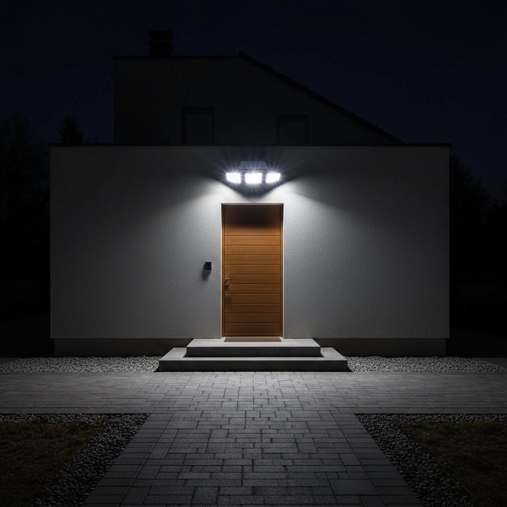 LED PROŽEKTORIUS SU SAULĖS BATERIJA IP65 74X SMD PIR