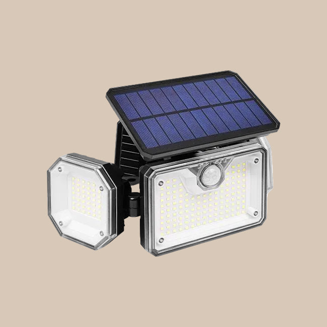 LED PROŽEKTORIUS SU SAULĖS BATERIJA IP44 226xSMD PIR SU PULTELIU