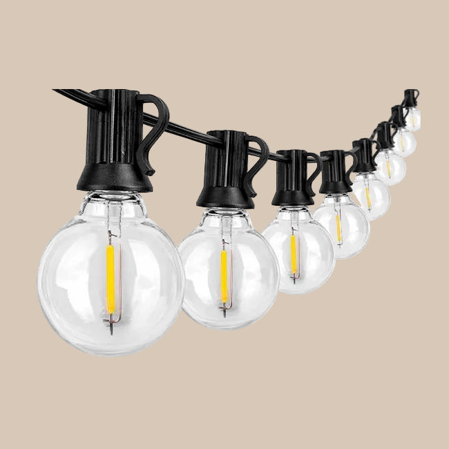 LED GIRLIANDOS SU SAULĖS BATERIJA 2700K E12 IP44 SU PULTELIU