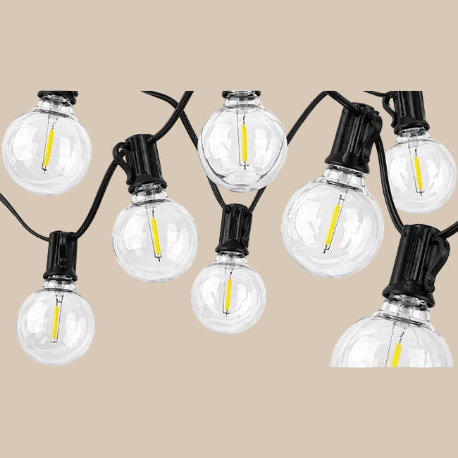 LED GIRLIANDOS SU SAULĖS BATERIJA 2700K E12 IP44 SU PULTELIU